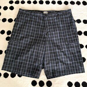 Adidas Plaid Striped Flat Front Cargo Casual Shorts